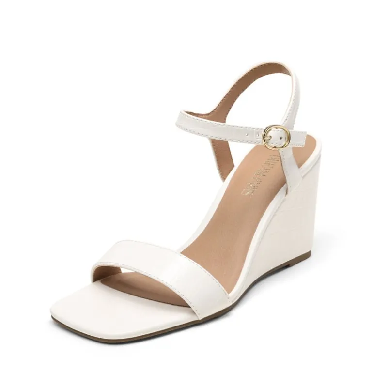 Square Toe Slingback Wedge Sandals