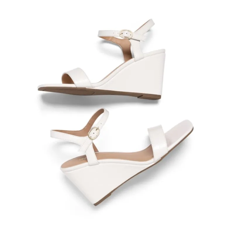 Square Toe Slingback Wedge Sandals