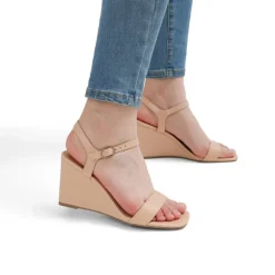 Square Toe Slingback Wedge Sandals