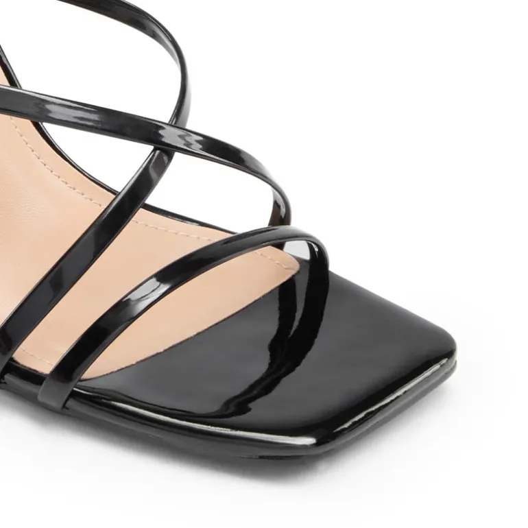 Square-Toe Strappy Stiletto Heel Sandals