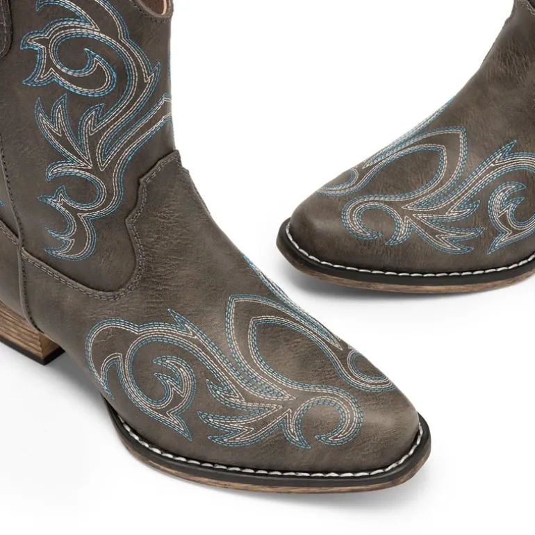 Square-toe Western Short Cowgirl Boots