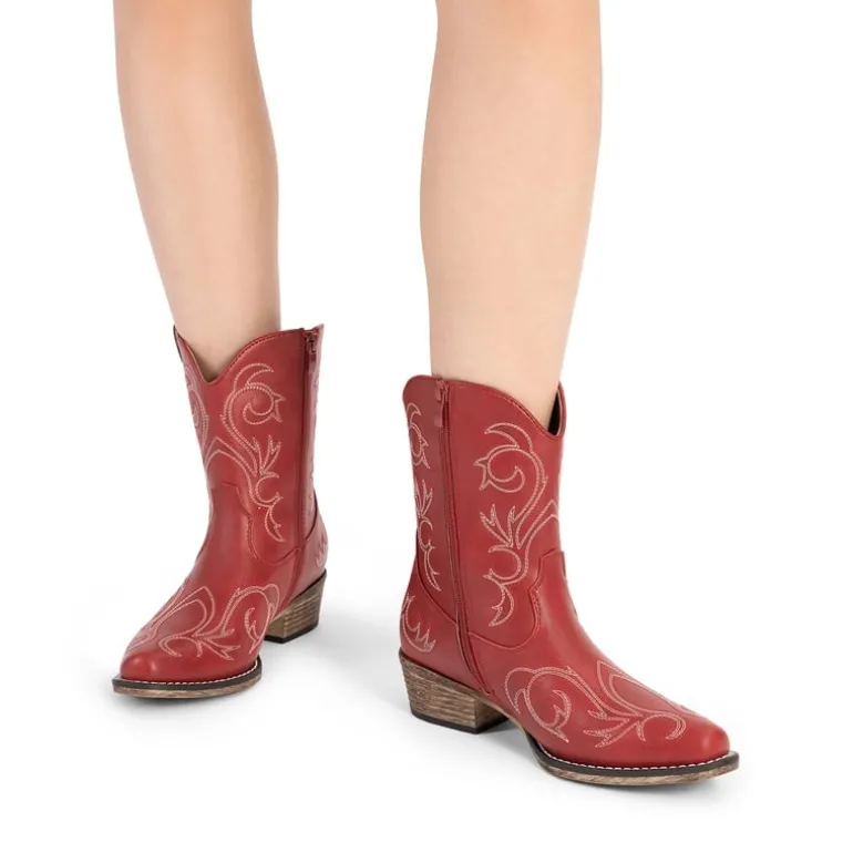 Square-toe Western Short Cowgirl Boots