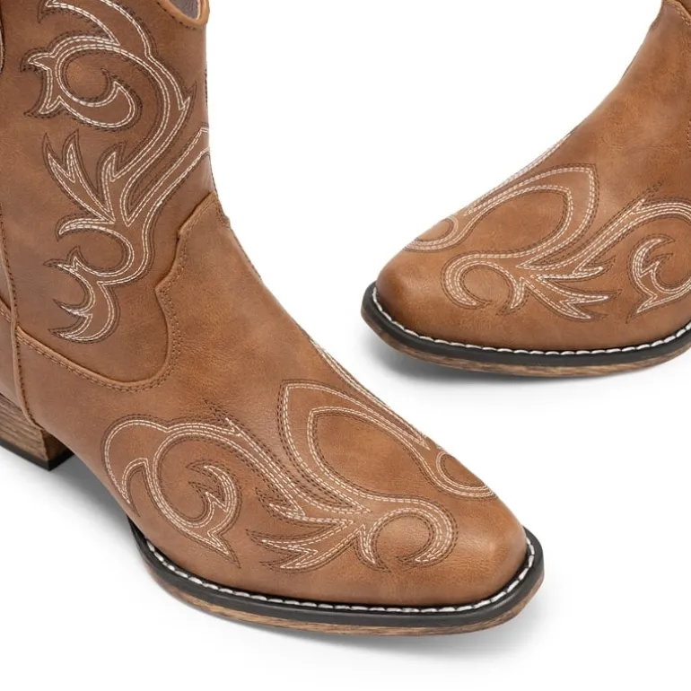 Square-toe Western Short Cowgirl Boots