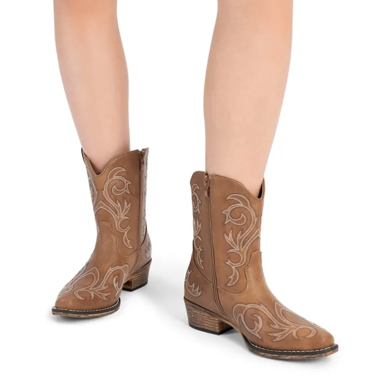 Square-toe Western Short Cowgirl Boots