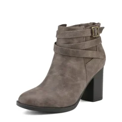 Stacked Mid Heel Chunky Ankle Booties