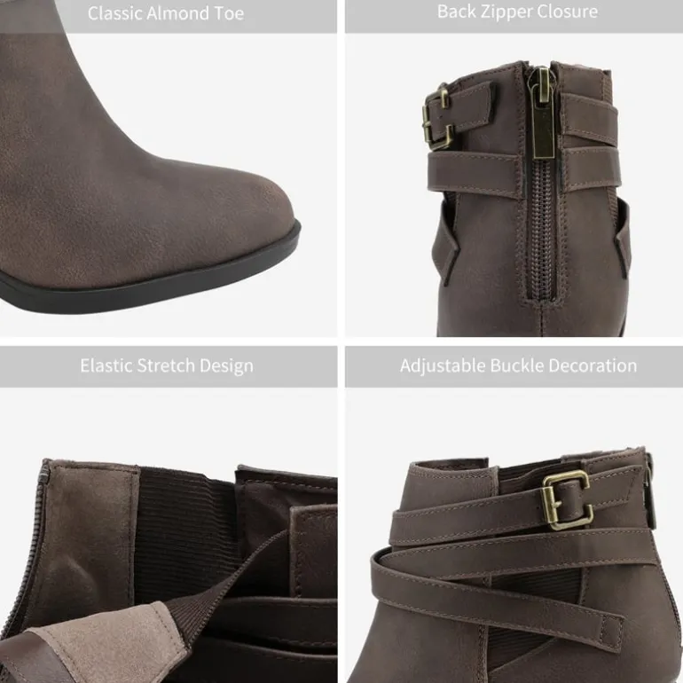 Stacked Mid Heel Chunky Ankle Booties