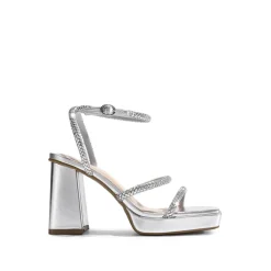 Strappy Chunky Heel Platform Rhinestone Sandals