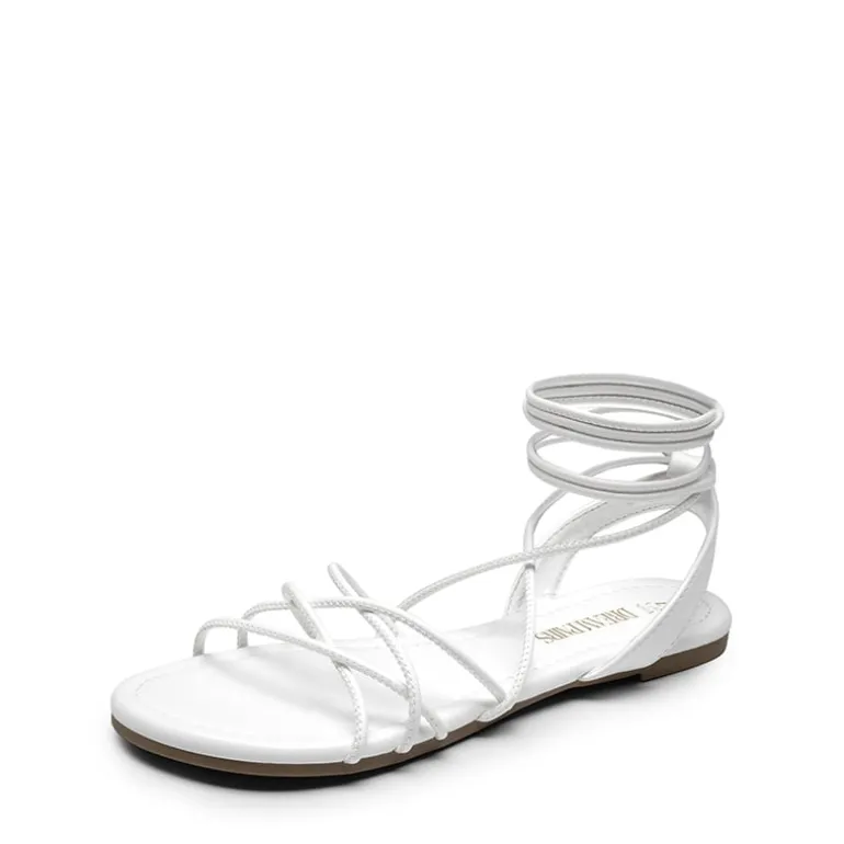 Strappy Lace Up Flat Sandals