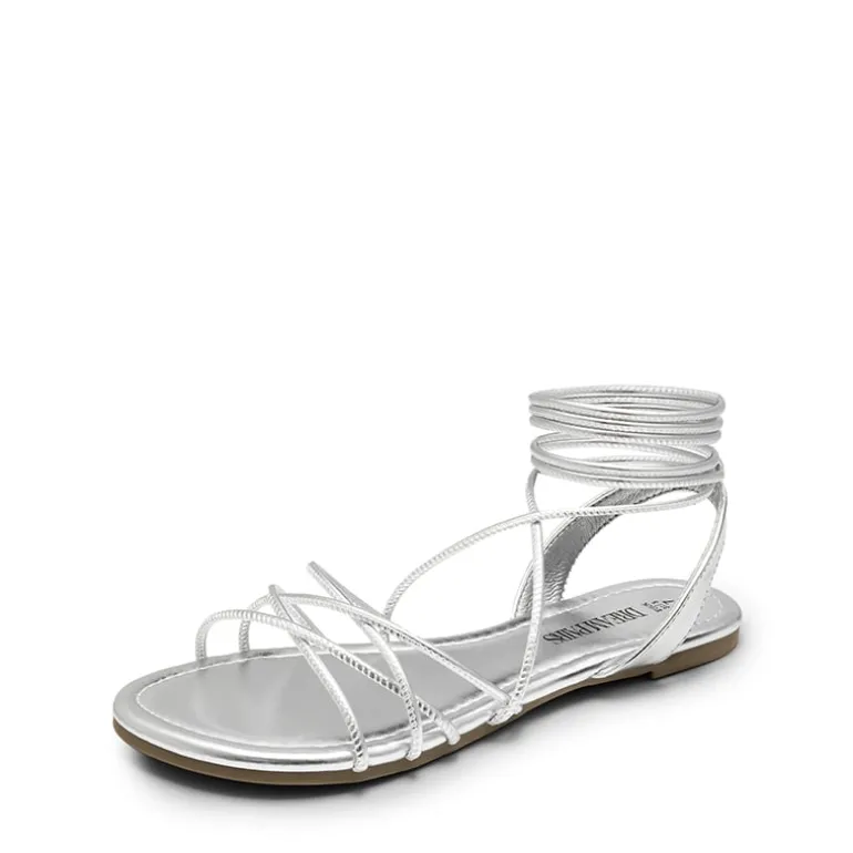Strappy Lace Up Flat Sandals