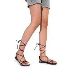 Strappy Lace Up Flat Sandals