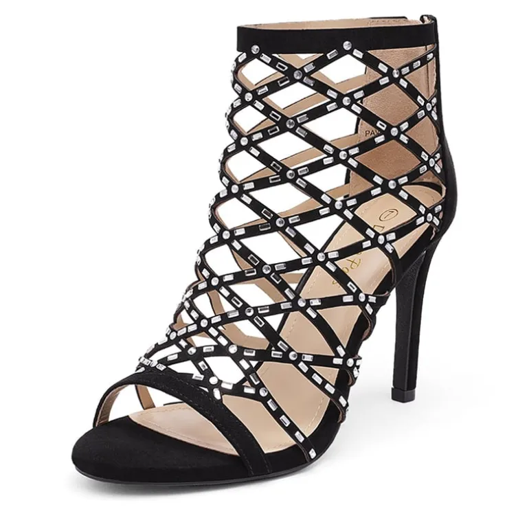 Strappy Stiletto Rhinestone Sandals