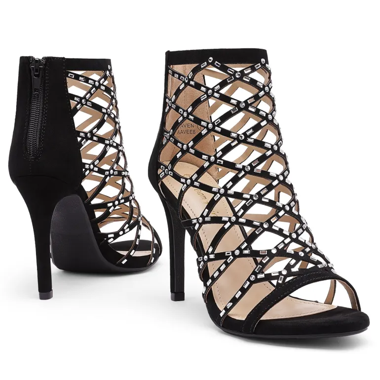 Strappy Stiletto Rhinestone Sandals
