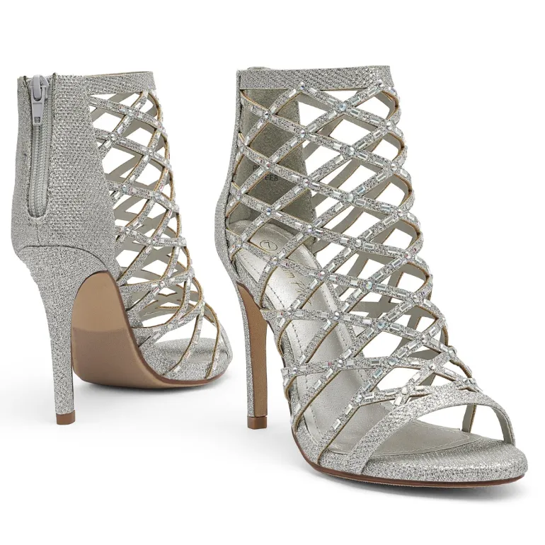 Strappy Stiletto Rhinestone Sandals