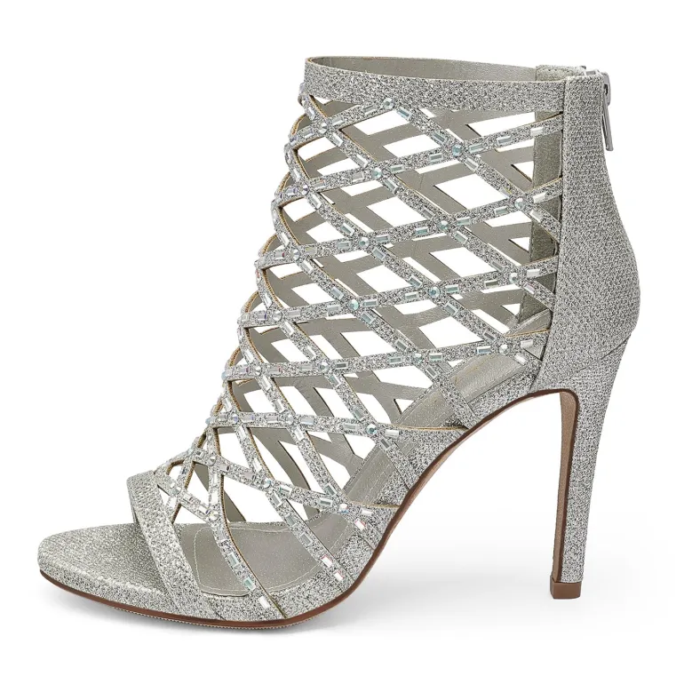Strappy Stiletto Rhinestone Sandals