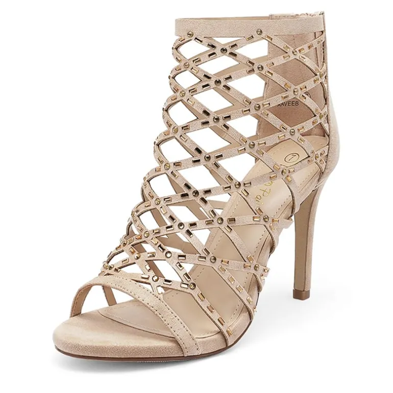 Strappy Stiletto Rhinestone Sandals