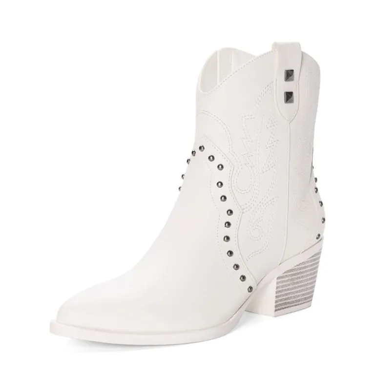 Studded Chic Cowgirl Ankle Boots