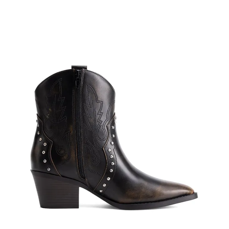 Studded Chic Cowgirl Ankle Boots