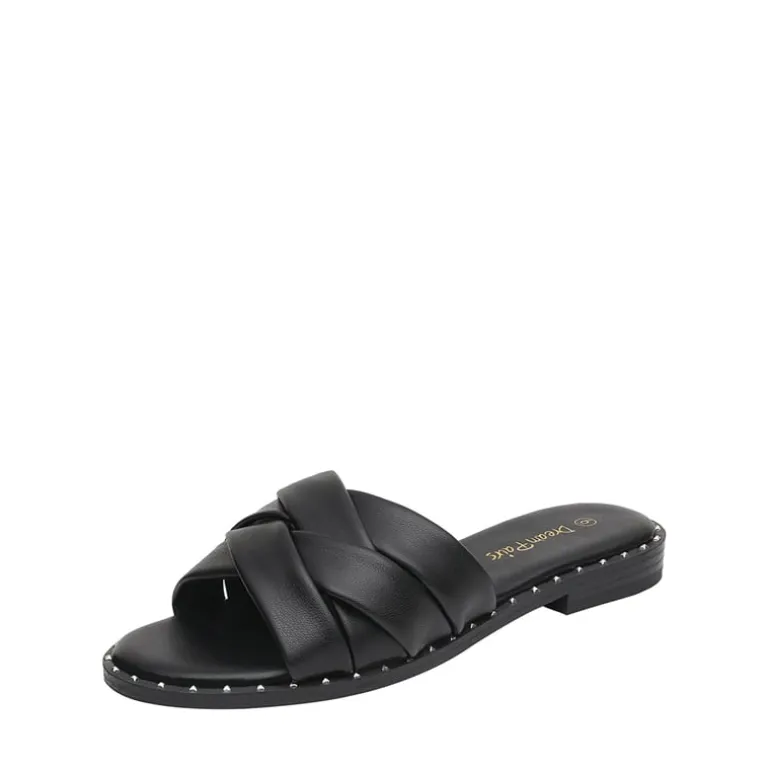 Studded Flat Slide Sandals
