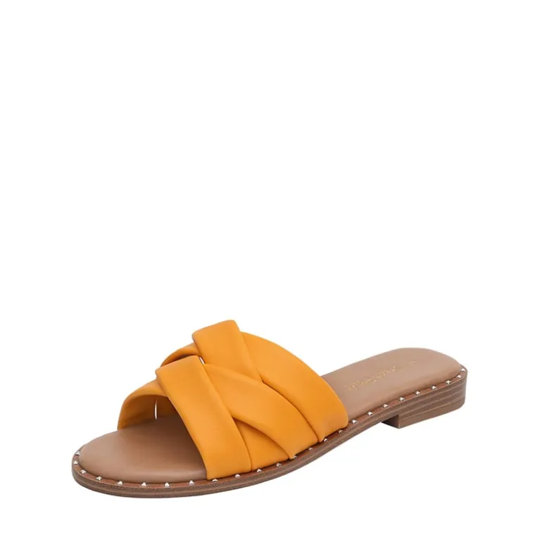 Studded Flat Slide Sandals