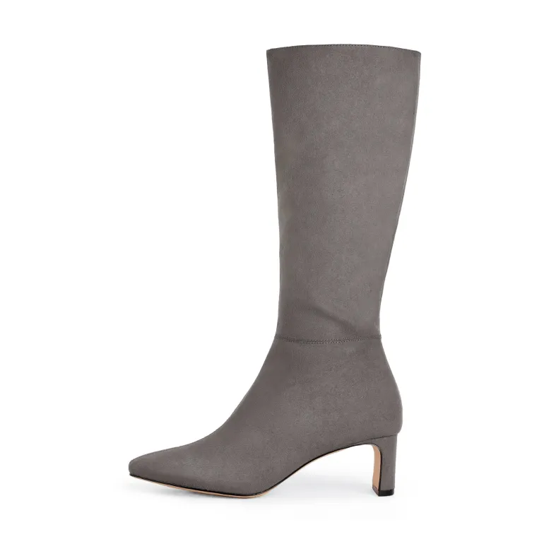Suede Chunky Knee High Boots