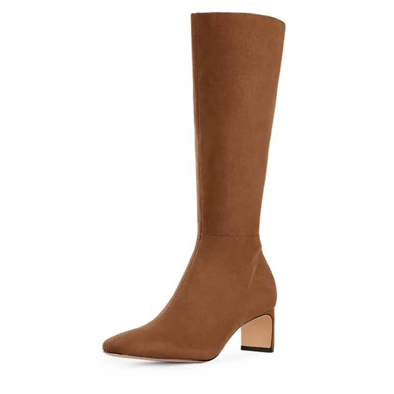 Suede Chunky Knee High Boots