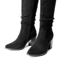 Suede Snip Toe Knee-High Riding Boots
