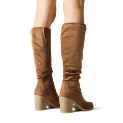 Suede Snip Toe Knee-High Riding Boots