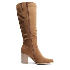 Suede Snip Toe Knee-High Riding Boots