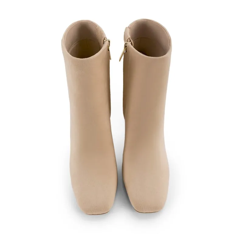 Suqare-Toe Block Heel Ankle Boots