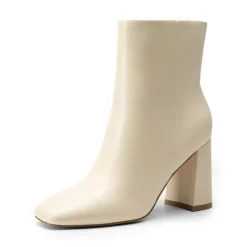 Suqare-Toe Block Heel Ankle Boots