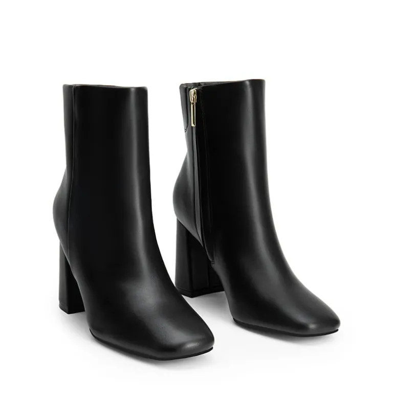 Suqare-Toe Block Heel Ankle Boots