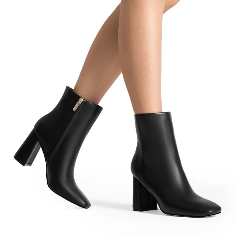 Suqare-Toe Block Heel Ankle Boots