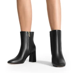 Suqare-Toe Block Heel Ankle Boots