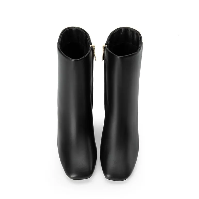 Suqare-Toe Block Heel Ankle Boots