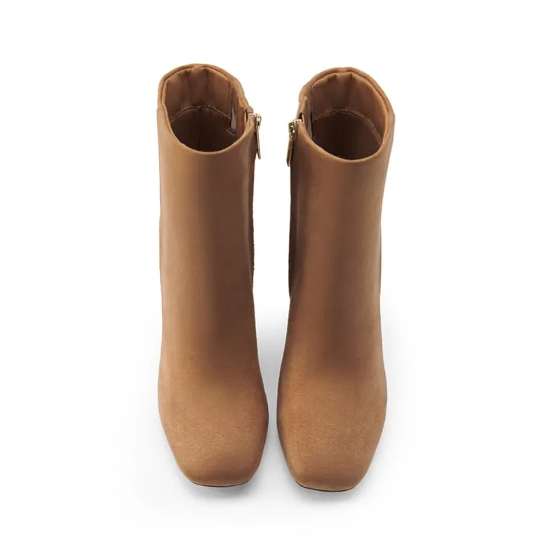 Suqare-Toe Block Heel Ankle Boots