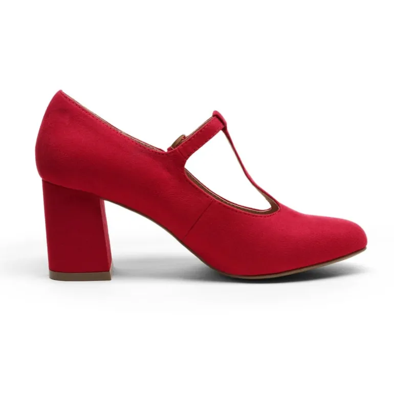 T-Strap Mary Jane Pumps with Chunky Heel