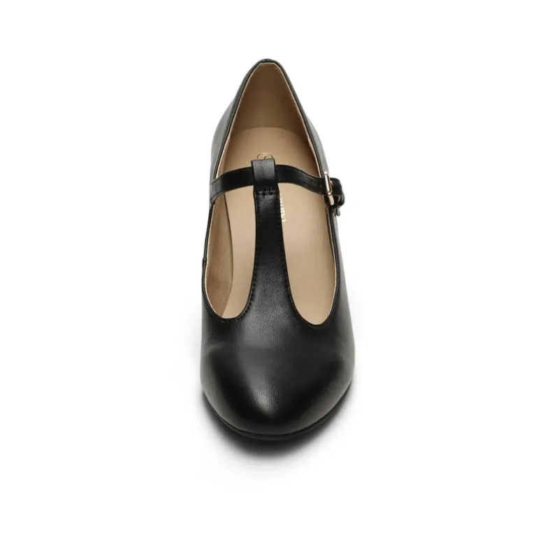 T-Strap Mary Jane Pumps with Chunky Heel