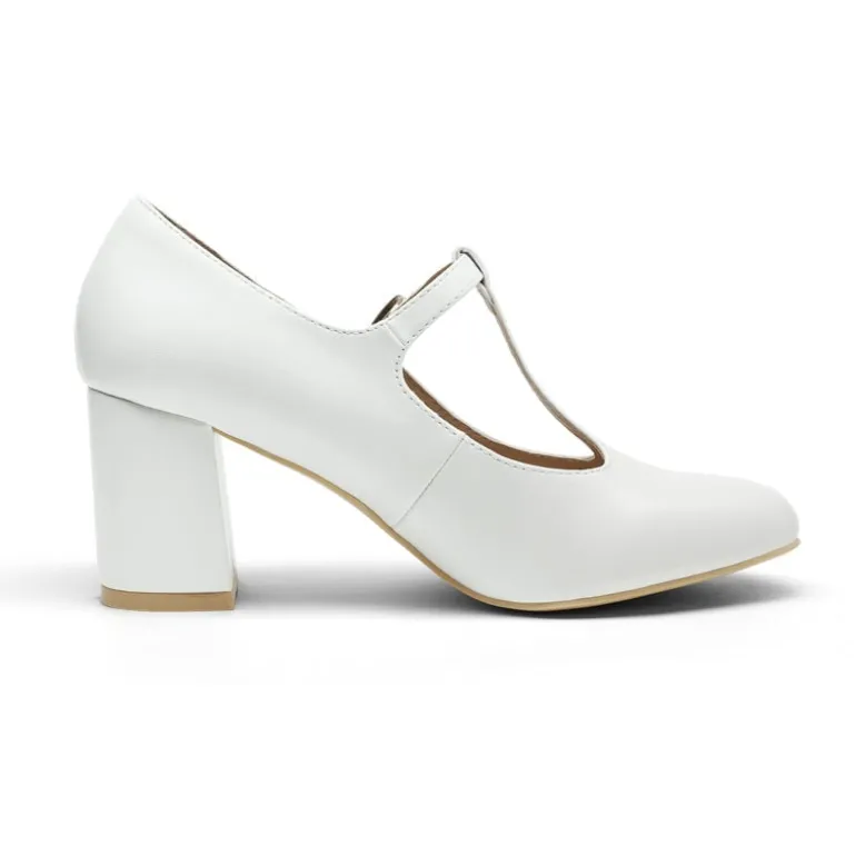 T-Strap Mary Jane Pumps with Chunky Heel