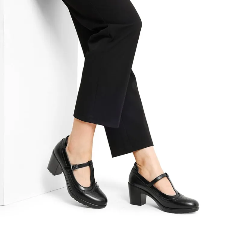 T-Strap Round Toe Pumps