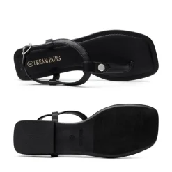 T-Strap Thong Flat Sandals With Silk Ribbon