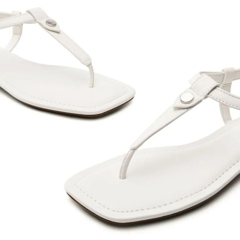 T-Strap Thong Flat Sandals With Silk Ribbon