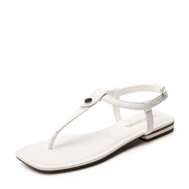 T-Strap Thong Flat Sandals With Silk Ribbon