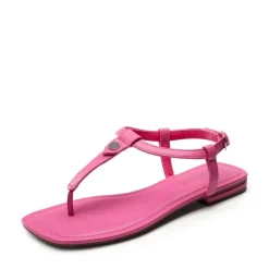 T-Strap Thong Flat Sandals With Silk Ribbon