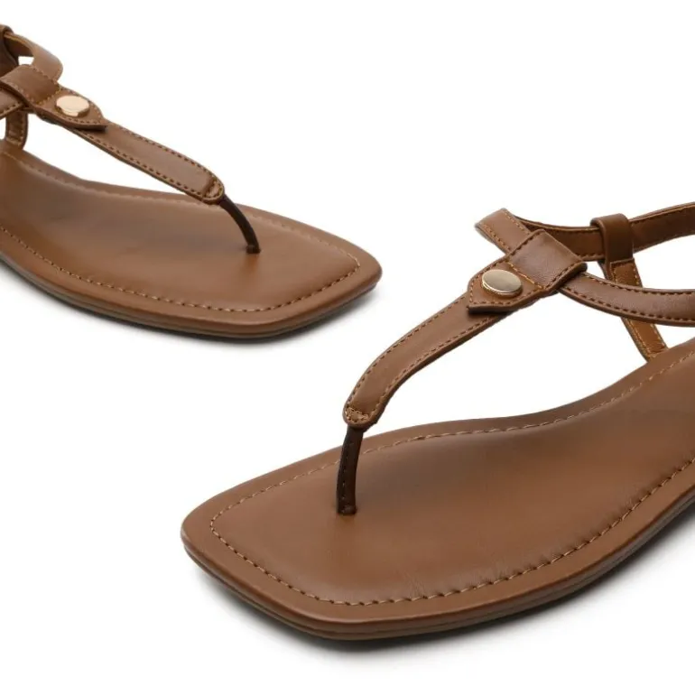 T-Strap Thong Flat Sandals With Silk Ribbon