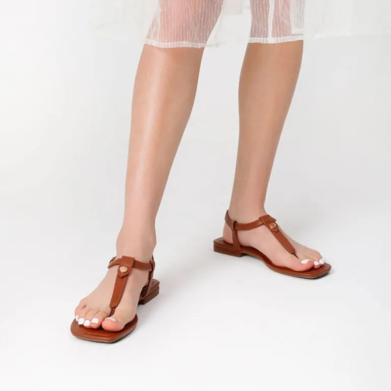 T-Strap Thong Flat Sandals With Silk Ribbon
