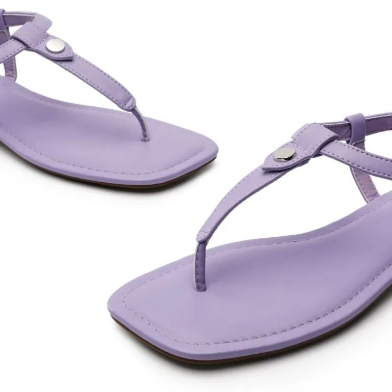 T-Strap Thong Flat Sandals With Silk Ribbon