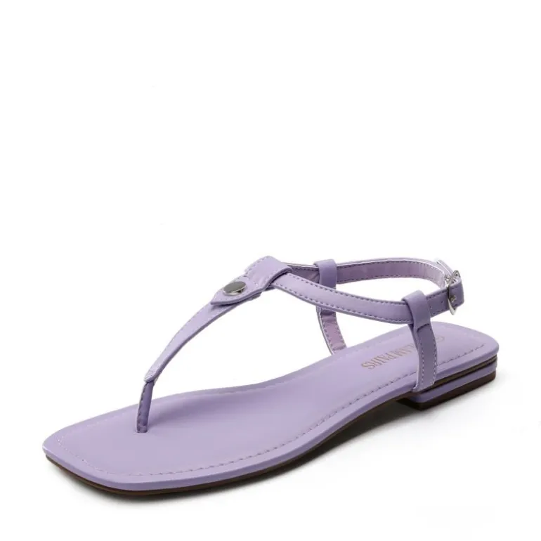 T-Strap Thong Flat Sandals With Silk Ribbon