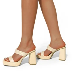 Two Braided Strap Platform Heels