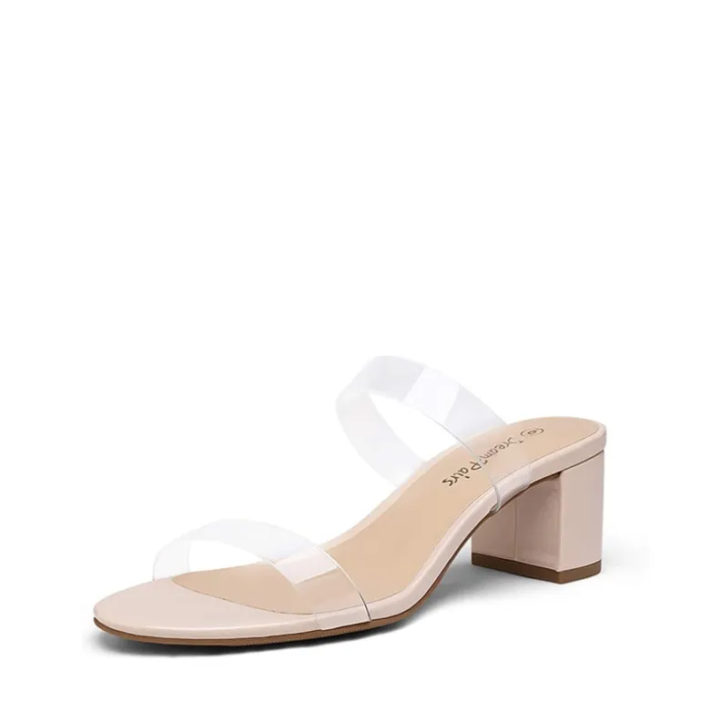 Two Strap Chunky Heel Sandals
