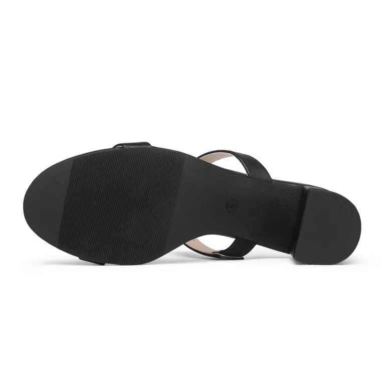 Two Strap Chunky Heel Sandals